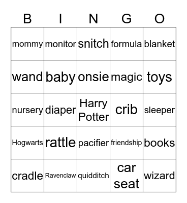 Harry Potter Baby Bingo Card