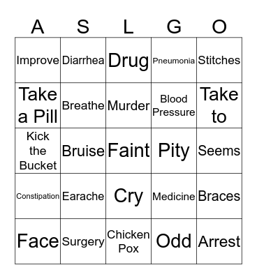 Medical List 3 Bingo Card