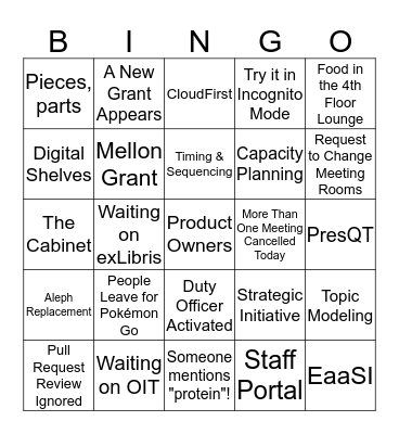 Library Happenings Bingo Card