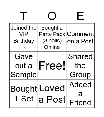 Toetally Clawsome Bingo Card