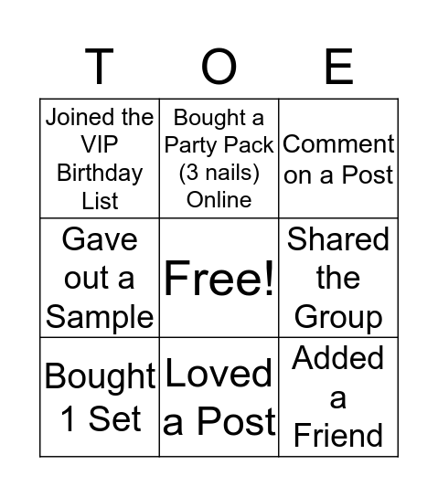 Toetally Clawsome Bingo Card