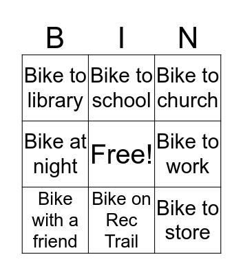 Bike Month Bingo Card