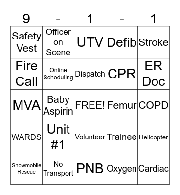 EMS Bingo! Bingo Card