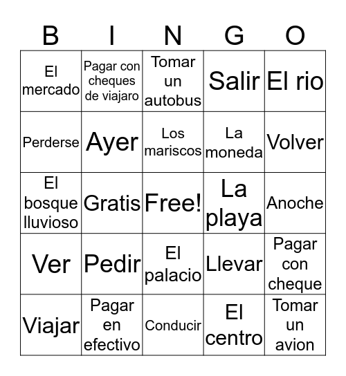 Spanish 3 Bingo Card