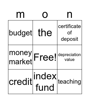 investments Bingo Card