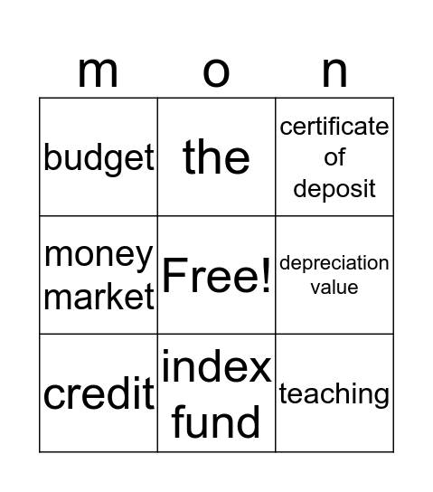 investments Bingo Card