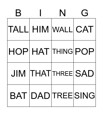 HOP ON POP Bingo Card
