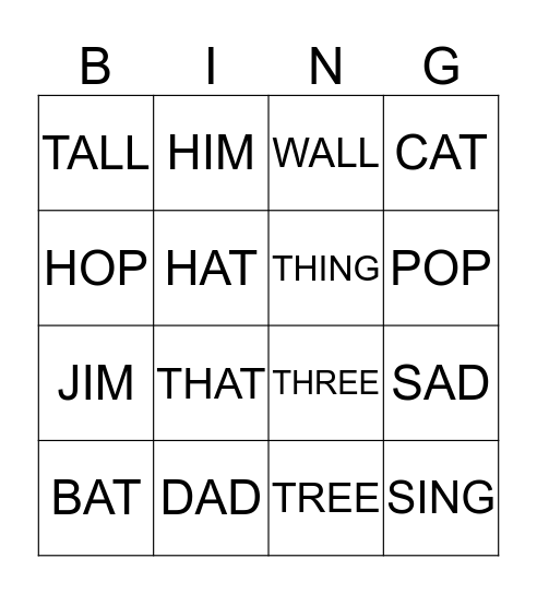 HOP ON POP Bingo Card