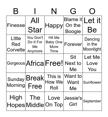 Music Bingo Card