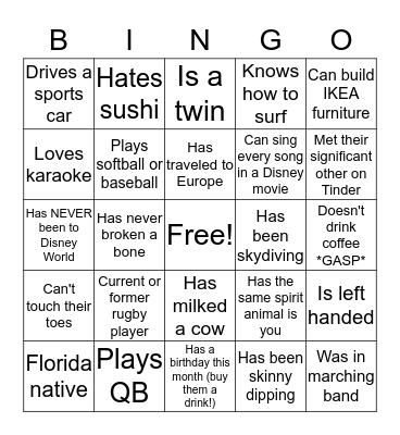 SFFFL BINGO Card
