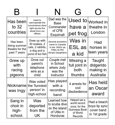 Get to know the THS team  Bingo Card