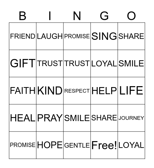 KINDNESS Bingo Card