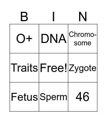Biology of Heredity  Bingo Card