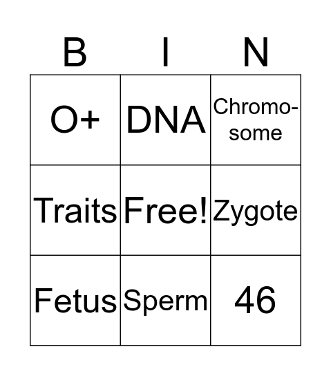 Biology of Heredity  Bingo Card
