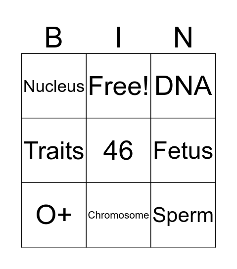 Biology of Heredity  Bingo Card