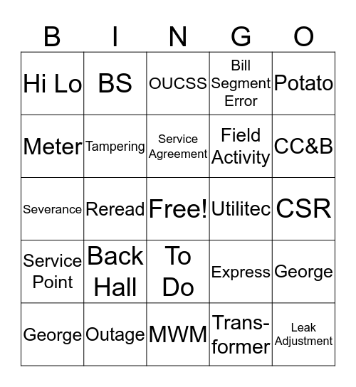 Team Awesome Bingo Card