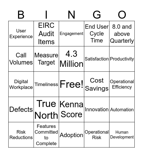 True North Bingo Card