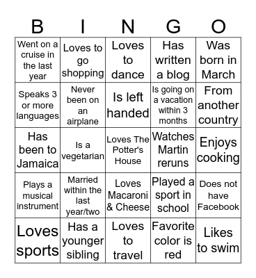 FIND SOMEONE WHO.... Bingo Card