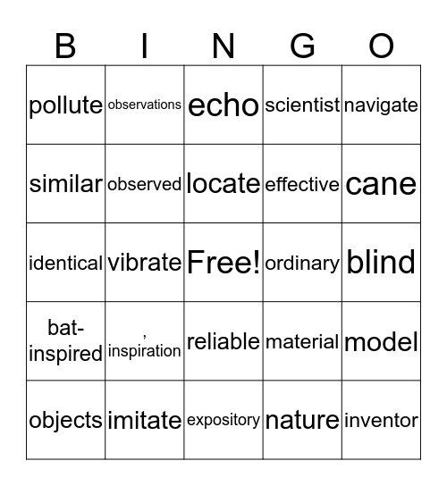 Bats Did It First G3 U3 W4 Bingo Card