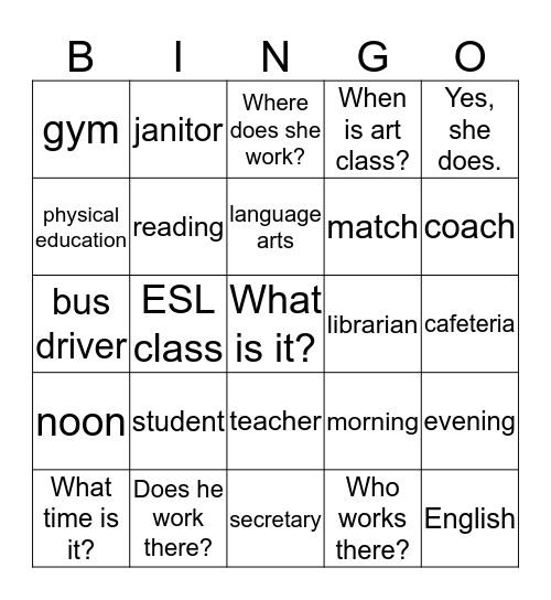 In the USA unit 3 Bingo Card