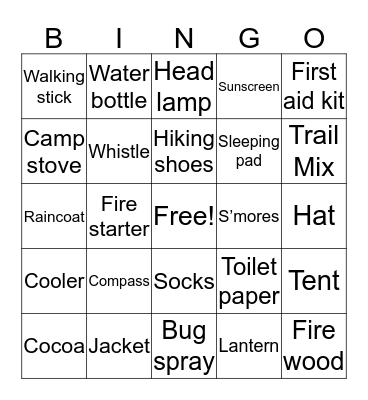 Camping BINGO Card