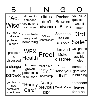 Bootcamp Bingo Card