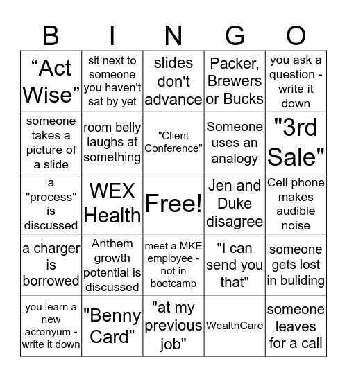 Bootcamp Bingo Card