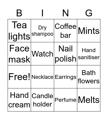 Kass' Bridal Shower Bingo Card