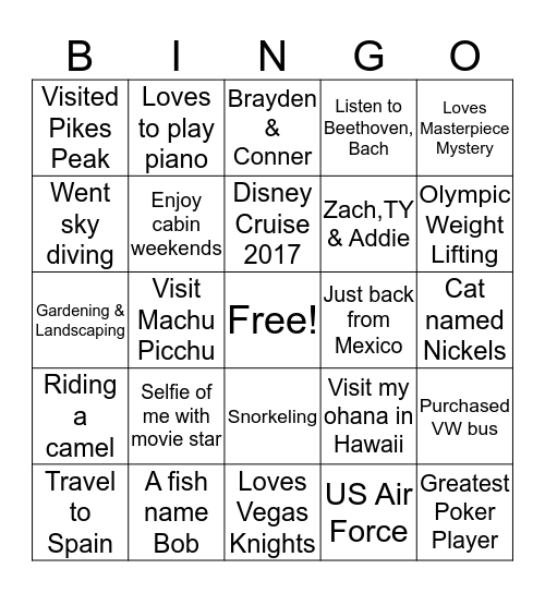 Getting to Know Our Attendees Bingo Card