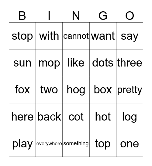 Wordlist 3 Bingo Card