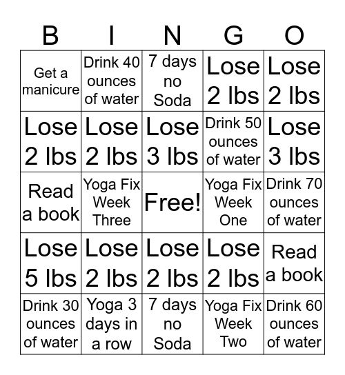 90 Day Challenge Bingo Card