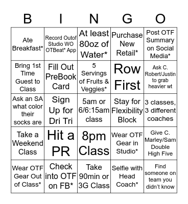 OTF Bingo Card