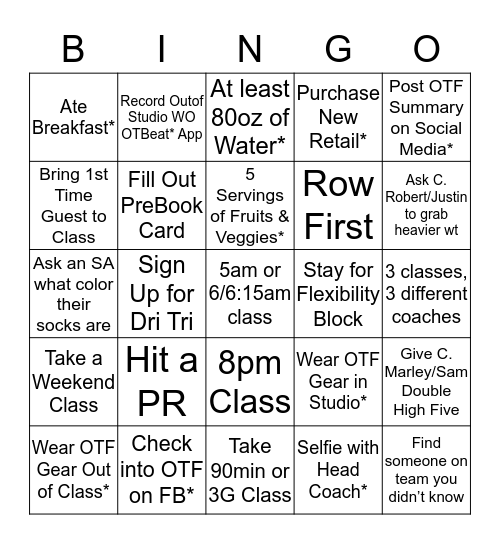 OTF Bingo Card
