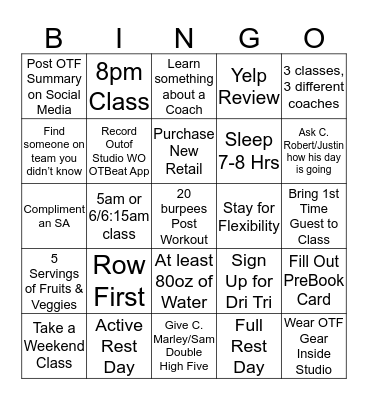 OTF Bingo Card