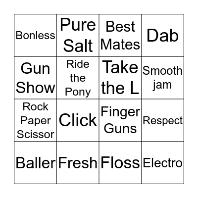 Dance Battle Bingo Card