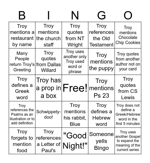 Troyism Finally Bingo Card