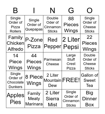 The first 3 people to cover the card with an X wins a Prize!! Bingo Card