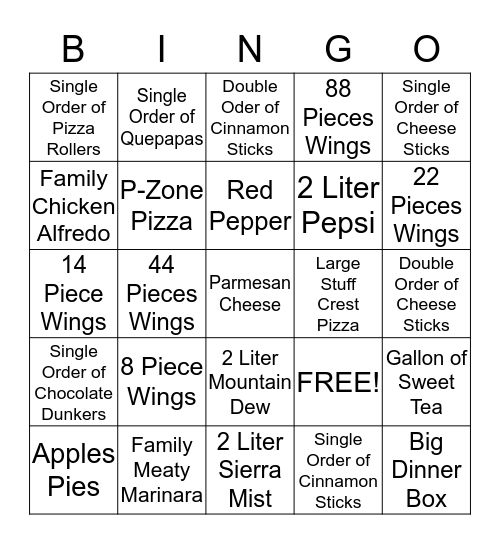 The first 3 people to cover the card with an X wins a Prize!! Bingo Card