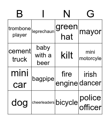 Parade Day! Bingo Card