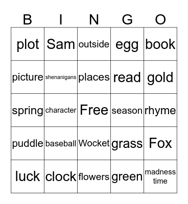 BINGO for BOOKS Bingo Card