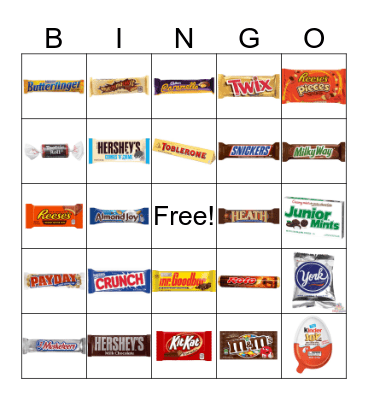 Chocolate Bar Bingo Card