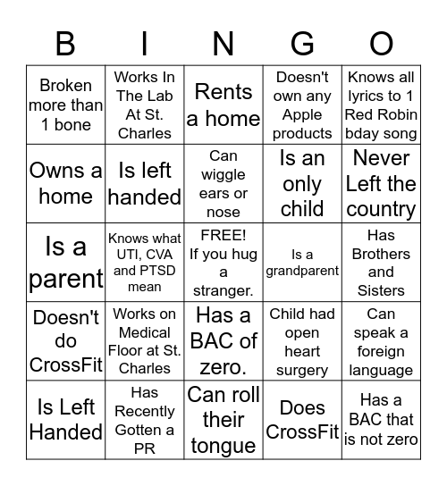 Ice Breaking Bingo Card