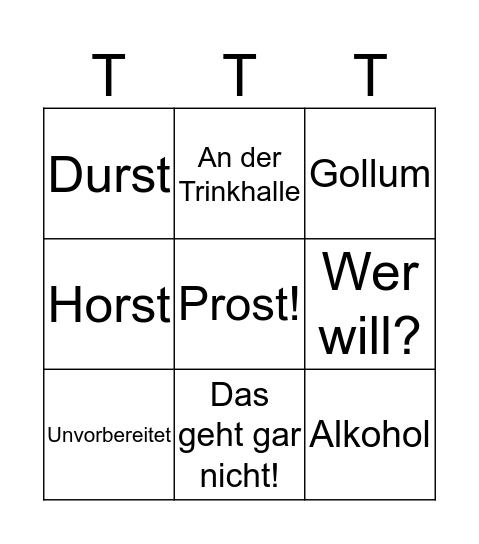 Rotwein und Pornographie Bingo Card