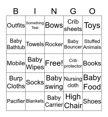 Baby Shower Bingo Card