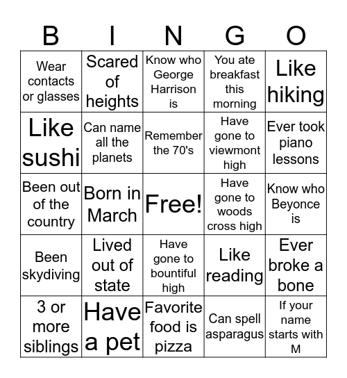 BINGO! Bingo Card