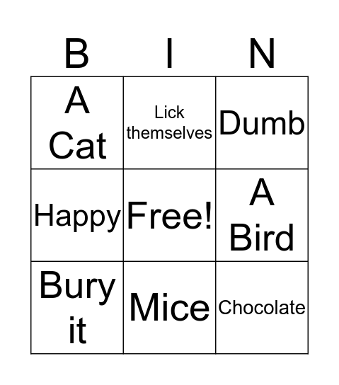"Cat Why" Bingo Card