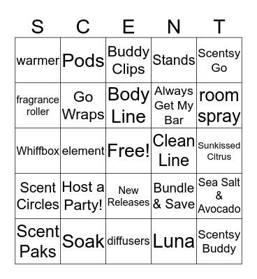 Fragrance Bingo Card