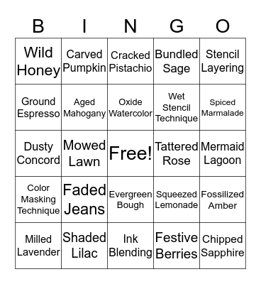 Distress oxide Bingo Card