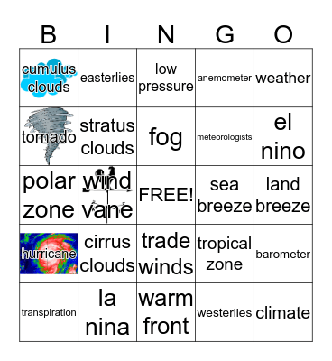 Weather Bingo Card