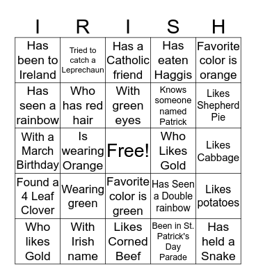 St. Patty's Bingo!! Bingo Card